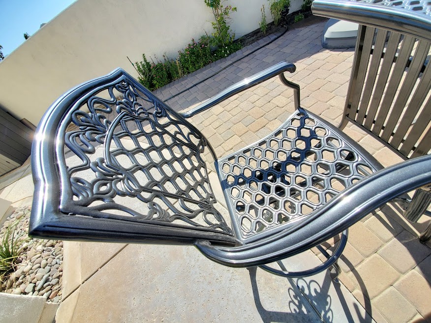 re-finish re-strap repair pool and patio furniture sand-blasting  powder-coating aluminum wrought iron cast re-strapping custom cushions  sling repair and replacement umbrella repair and cleaning wicker repair and  painting frame repair and welding